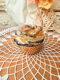 VINTAGE SILVER AND ROSE GOLD ROSE BOWL AND LID