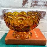 MOON AND STARS AMBER GLASS COMPOTE