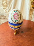 VINTAGE EGG SHAPED TRINKET BOX ON FEET ORNATE