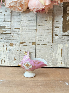 PINK AND GOLD VINTAGE PORCELAIN HAND PAINTED CREAMER
