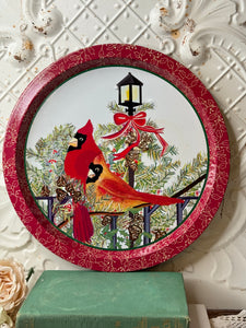 LARGE TIN CARDINAL SERVING PLATE - 2 AVAILABLE