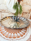 VINTAGE REED AND BARTON LARGE OVAL SCALLOPED SILVER PLATTER