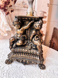 VINTAGE SOLID BRASS CHERUB PEDESTAL BOWL