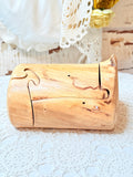 VINTAGE WOODEN LOG ORNATE BOX