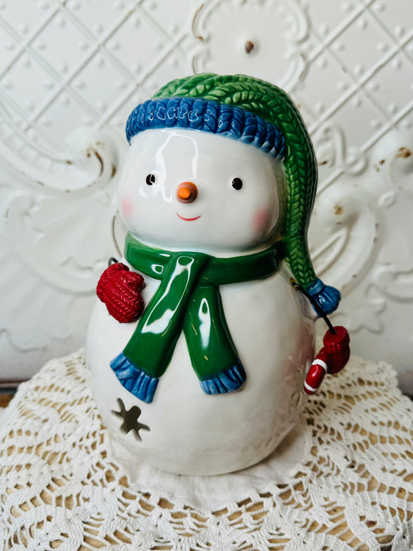 SNOWMAN CUTE VINTAGE TEALIGHT HOLDER