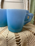 SET OF 3 VINTAGE ANCHOR HOCKING BLUE OMBRÉ MUGS