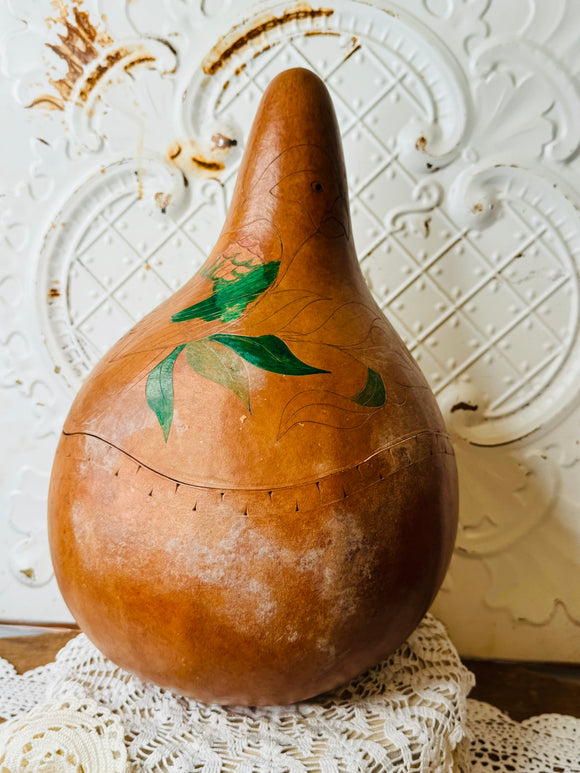 XL ETCHED PARROT GOURD VINTAGE DECOR BOX