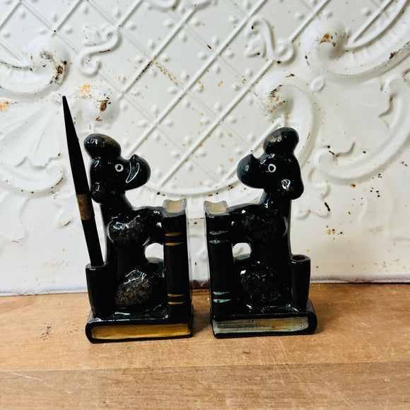 VINTAGE JAPAN MIDCENTURY POODLE BOOK ENDS