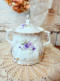 GERMANY PORCELAIN BLUE FLORAL SUGAR BOWL