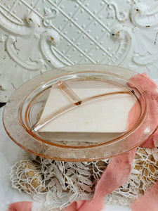 PINK DEPRESSION GLASS VINTAGE DIVIDED PLATE