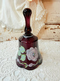 VINTAGE FENTON HAND PAINTED CRANBERRY GLASS BELL SIGNED