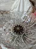 VINTAGE CRYSTAL HOLLYWOOD REGENCY PEDESTAL BOWL WITH DETAILED BASE RARE XL