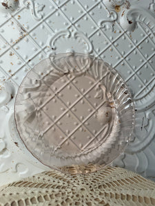 PINK DEPRESSION GLASS SCALLOPED VINTAGE PLATE