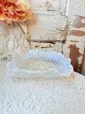 VINTAGE OPALESCENT MOONSTONE GLASS DETAILED DISH