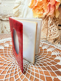 VINTAGE RED OVAL CUTOUT PHOTO ALBUM l