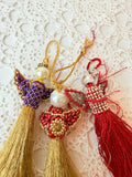 VINTAGE SET OF ANGEL ORNATE BEAD ORNAMENTS