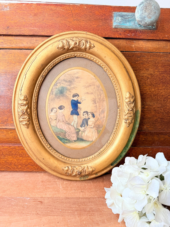 ANTIQUE WOOD CARVED 1800S DETAILED FRAMED ART