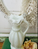 FENTON ORNATE RIBBED VINTAGE PITCHER VASE