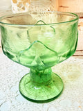 VINTAGE GREEN GLASS ORNATE COMPOTE GOBLET