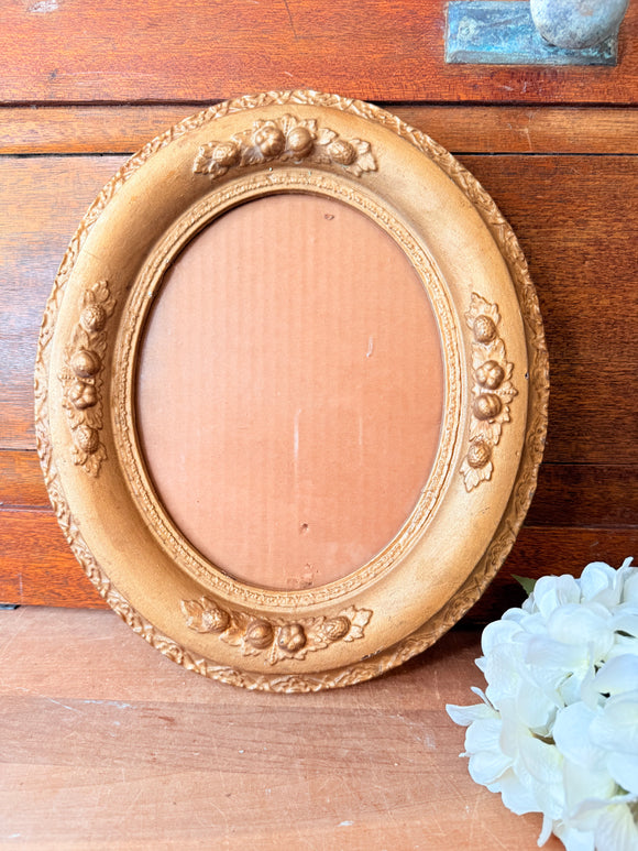 ANTIQUE WOOD CARVED FLORAL DETAIL FRAME