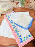 LOT OF VINTAGE LINENS - PINK AND BLUE