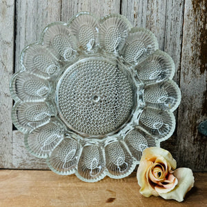 HOBNAIL VINTAGE GLASS EGG PLATE