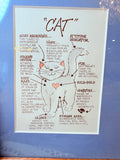 VINTAGE WOODEN FRAMED CAT ART