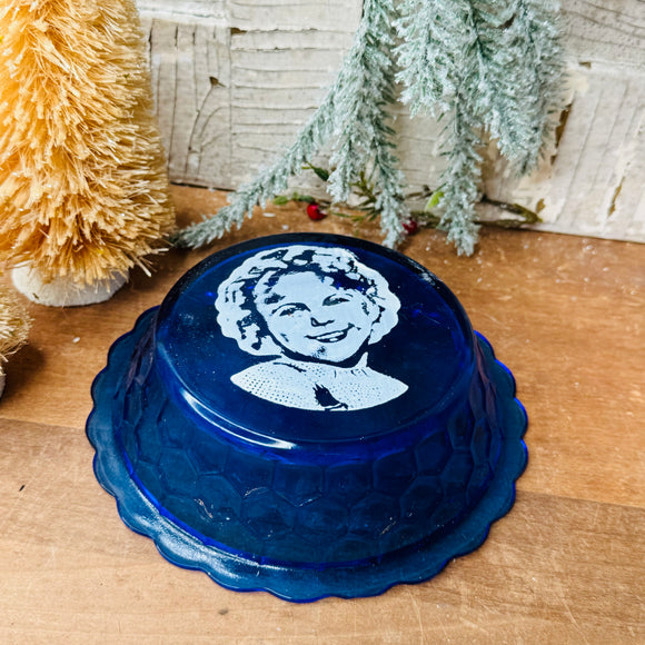 VINTAGE COBALT BLUE SHIRLEY TEMPLE BOWL