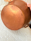 ANTIQUE LARGE COPPER BOWL WITH BRASS HANDLES