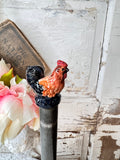 X RARE VINTAGE STONEWARE ROOSTER CHICKEN PAPER TOWEL HOLDER