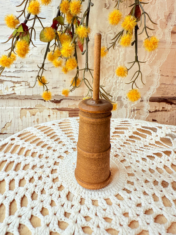 VINTAGE HANDMADE WOODEN BUTTER CHURNER. MINI