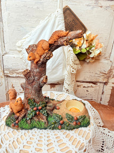 VINTAGE SQUIRRELS IN TREE WAX MELT CANDLE HOLDER DECOR