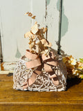 ORNATE BOW AND LEAF WICKER VINTAGE BASKET