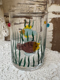 VINTAGE HAND PAINTED BLOWN GLASS UNDER THE SEA CUP - 2 AVAILABLE