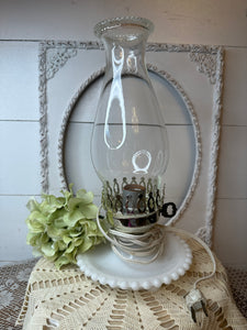 MILK GLASS HOBNAIL VINTAGE OIL LAMP