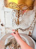 VINTAGE GOLD GILTED HANGING SWAG LAMP PLUG IN - 2 AVAILABLE