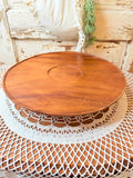 VINTAGE WOODEN LAZY SUSAN CAKE PLATE