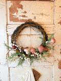 VINTAGE HANDMADE SPRING GARDEN MUSHROOMS WREATH