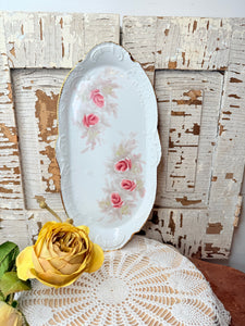 PORCELAIN GOLD EDGE ROSES PLATE