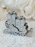 VINTAGE SILVER GODINGER PRESENT SALT AND PEPPER SHAKERS IN SLEIGH SET