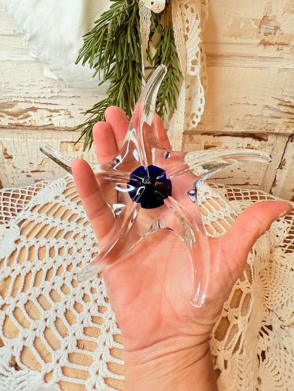 BLOWN GLASS COBALT BLUE STARFISH DECOR #1