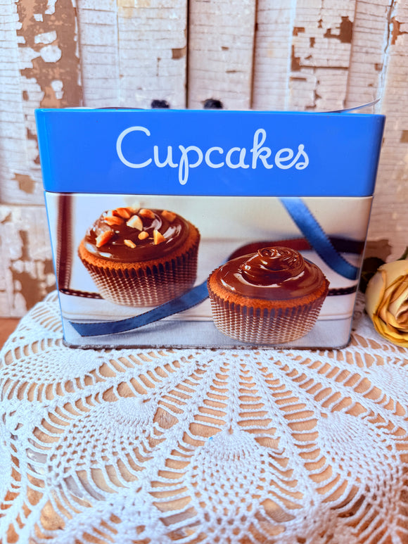 VINTAGE METAL CUPCAKE RECIPES BOX