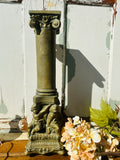 PERFECTLY PATINAD CHERUB PILLAR CANDLE HOLDER SCROLLY XL