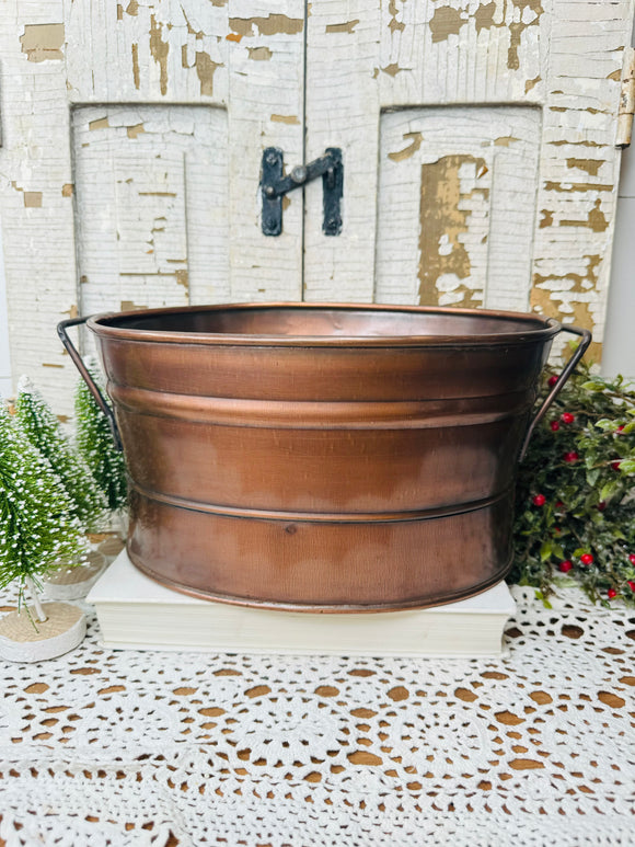 COPPER VINTAGE LARGE PLANTER BARREL