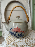 ASIAN STONEWARE VINTAGE TEAPOT AND 2 MUGS