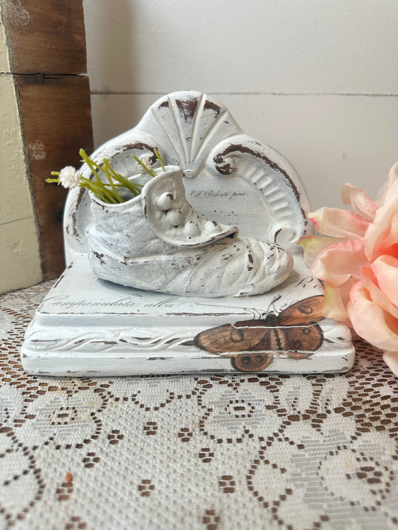 CHIPPY BUTTERFLY DECOUPAGE VICTORIAN SHOE PLANTER