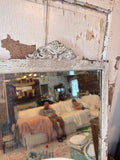ANTIQUE LARGE CHIPPY WOOD FRAME BEVELED MIRROR