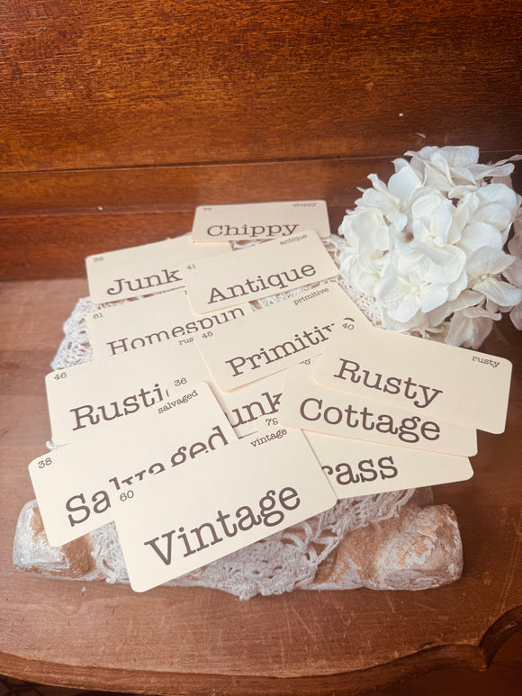 ASSORTED LARGE PLACE CARDS WITH WORDS