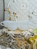 SET OF 4 MILK GLASS DETAILED CUPS