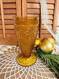 SET OF 3 DAMASK AMBER GLASS ORNATE CUPS